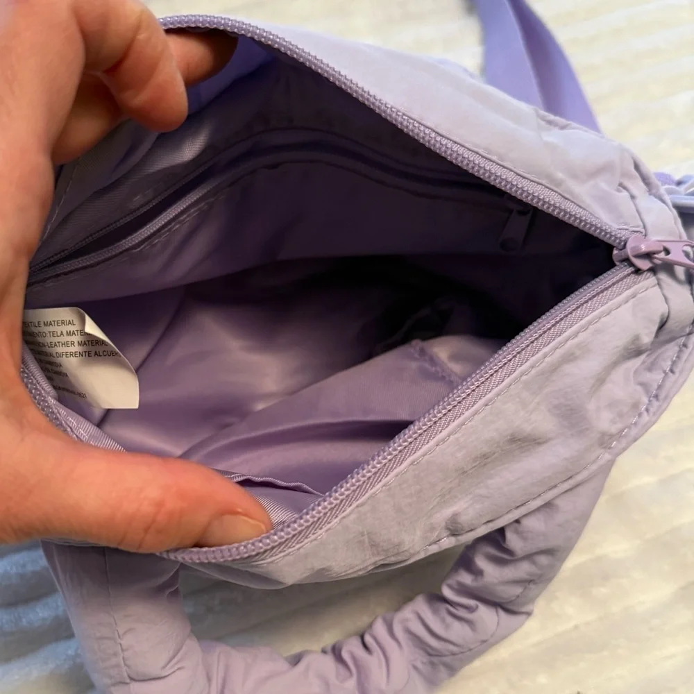 Lavender Quilted Crossbody Bag